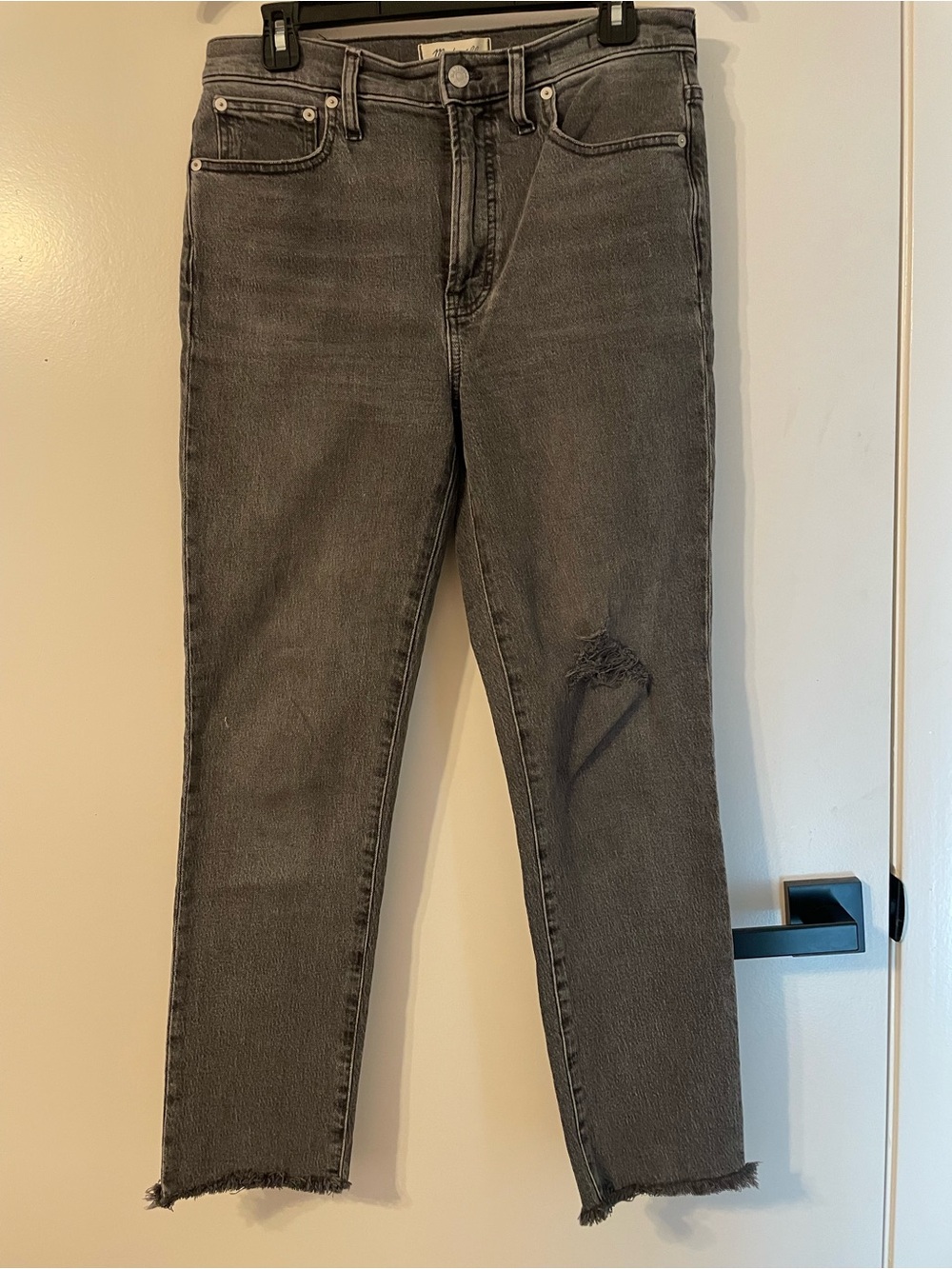 Madewell The Perfect Vintage Jean Gray Distressed Straight-Leg Jeans 27